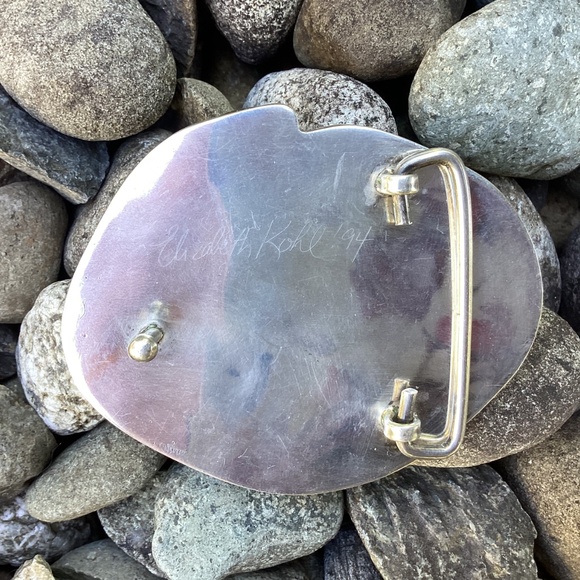 Beautiful Brown Agate Stone Sterling Silver Artisan Handmade Belt Buckle main image 5